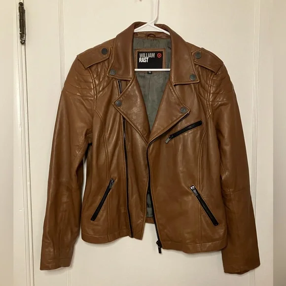 William Rast Tan Leather Jacket for Women - Picture 2 of 5